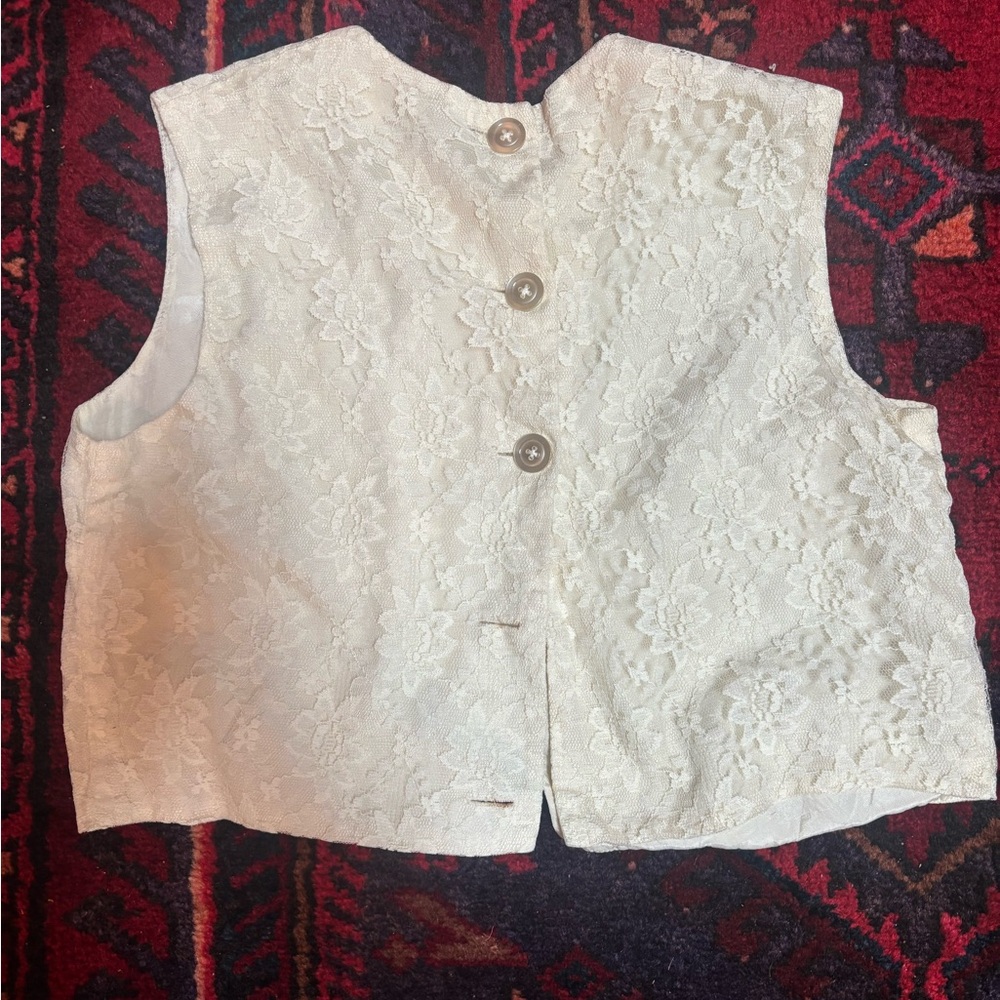 Vintage White/Cream Lace Tank with Button Detail